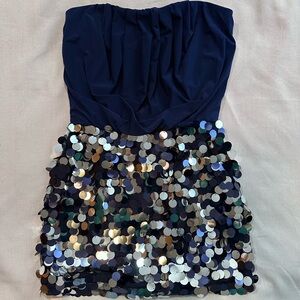 As U Wish Navy Strapless Dress Top